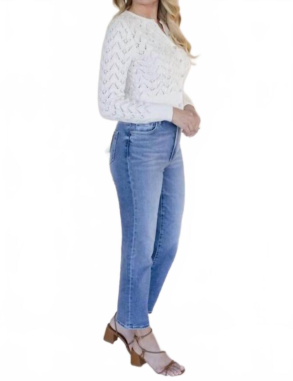 NEW HIDDEN tracey mid rise crop relax straight jean in largo - Picture 3 of 5